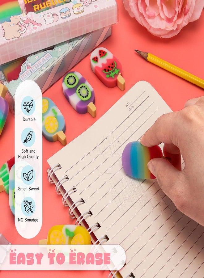 KINYFY 16 Pcs Ice Cream Erasers, Fruit Ice Cream Erasers for Kids, Cute Fruit Pencil Eraser for Classroom Prizes, Gifts Supplies, Back to School Party Favors - Image 4